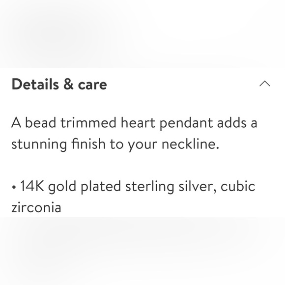 Sphera Milano NWOT 18K Gold Vermeil CZ Heart Pendant